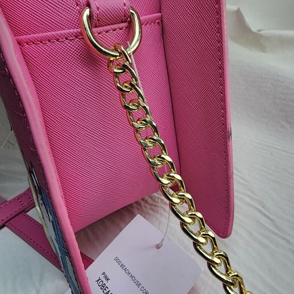 Betsey Johnson Crossbody Bag Pink Beach House With Frenchie Dog Purse NWT - Picture 17 of 17